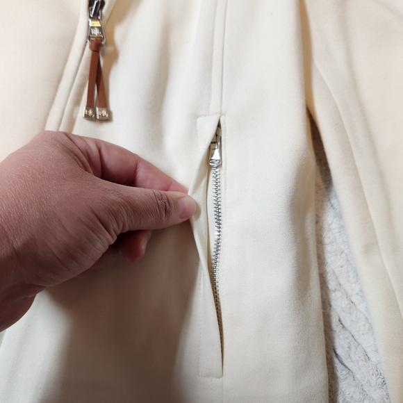 Lauren Ralph Lauren Ivory Women's Moto Jacket Full Crossbody Zip XS - Picture 6 of 16